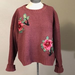 NWT Blu Pepper Floral Sweater - Dusty Rose